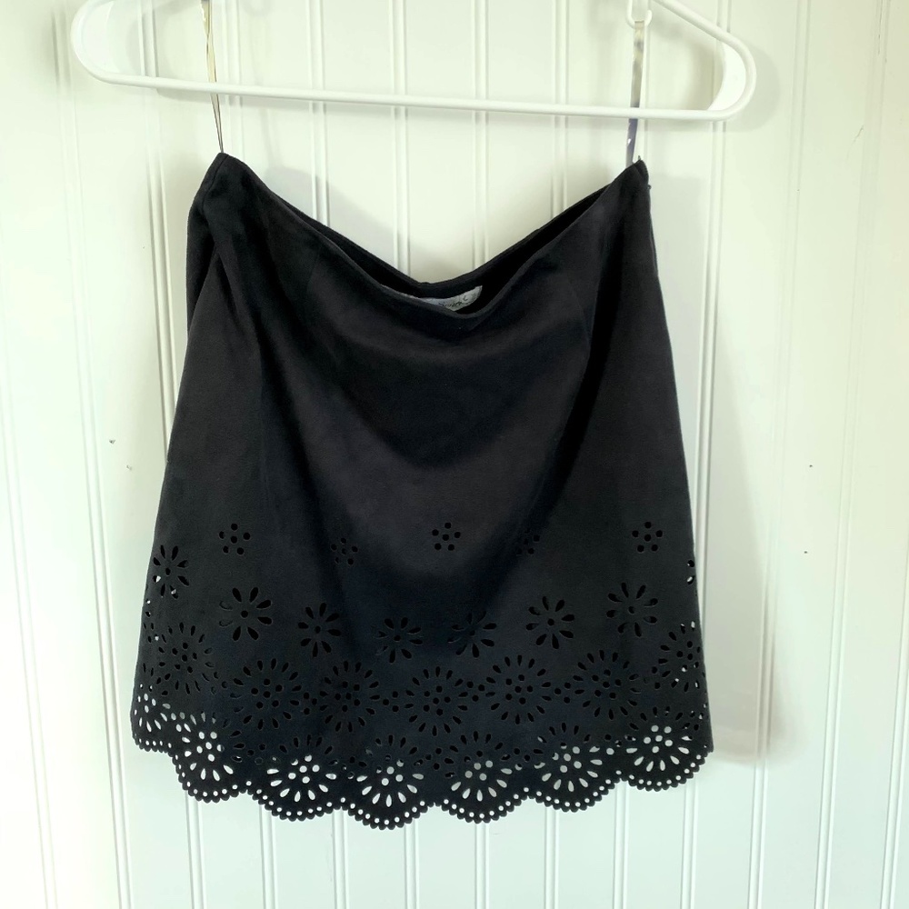 Faux Suede Laser Cut Skirt, S